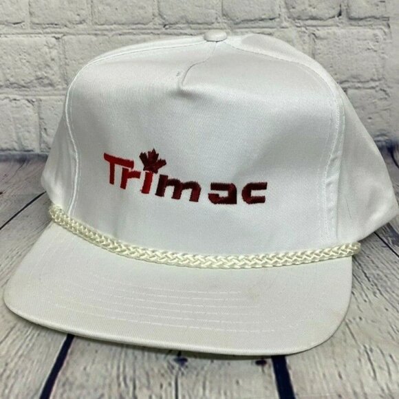 Vintage Hat Cap Snapback White Trucker Rope TRIMAC Transportation Embroidered - Picture 1 of 9